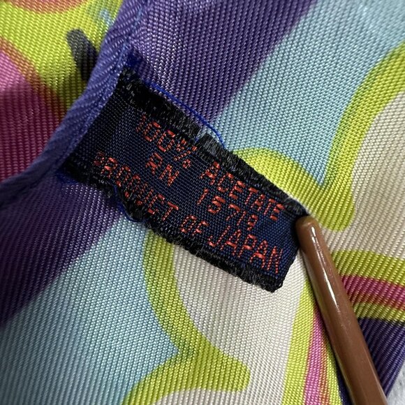 Vintage Floral Scarf Womens 50x13 Made in Japan Boho Multicolor 70s Retro Wrap - Picture 2 of 3